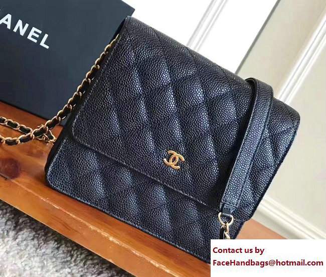 Chanel Grained Calfskin Classic Wallet On Chain WOC Bag A84310 Black 2017