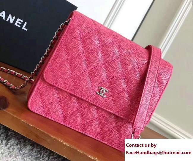 Chanel Grained Calfskin Classic Wallet On Chain WOC Bag A84310 Fuchsia 2017