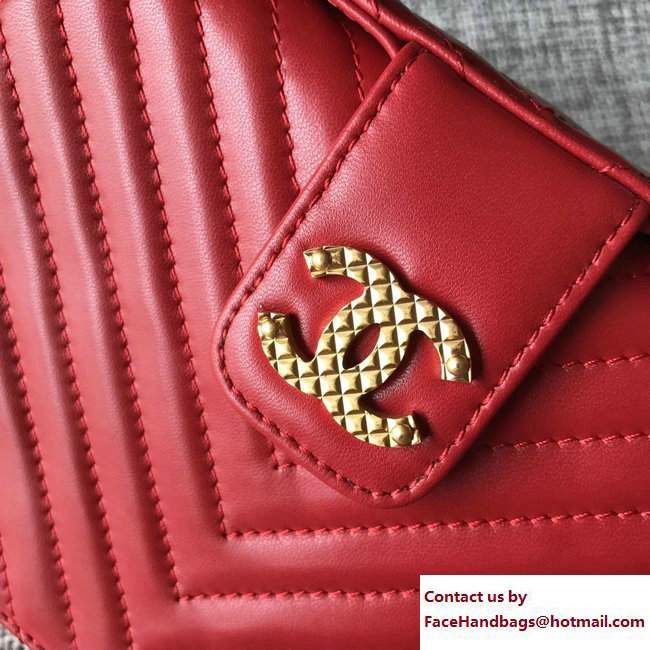 Chanel Lambskin Chevron with Gold-Tone Metal Minaudiere Bag A94507 Red 2017 - Click Image to Close