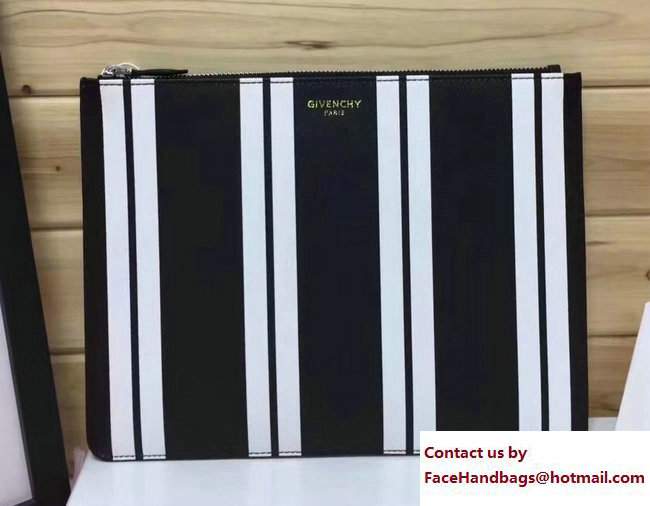 Givenchy Clutch Pouch Bag Vertical White Stripe Black 2017