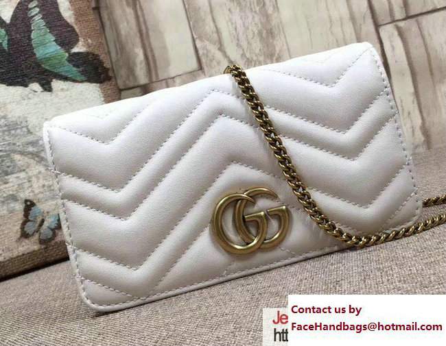 Gucci GG Marmont Leather Mini Bag 488426 White 2017