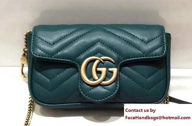 Gucci GG Marmont Matelasse Chevron Super Mini Chain Shoulder Bag 476433 Green 2017