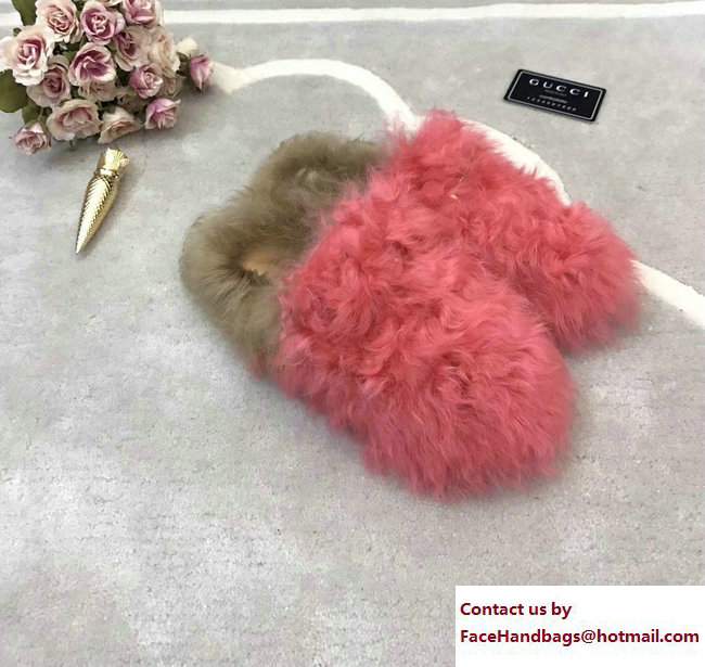 Gucci Princetown Merino Wool Fur Slipper 480064 Pink 2017 - Click Image to Close