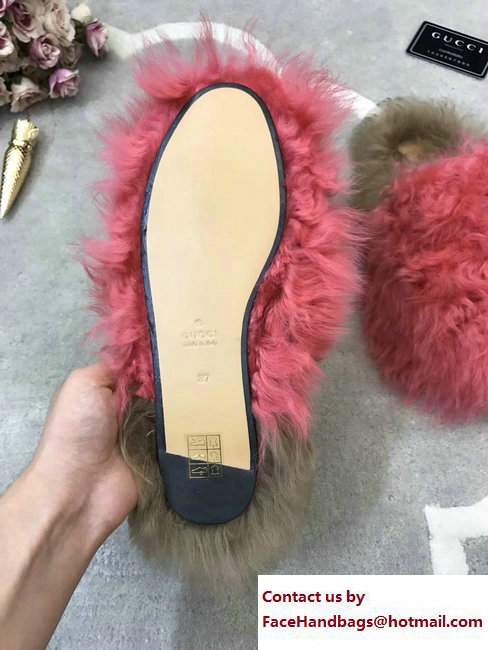 Gucci Princetown Merino Wool Fur Slipper 480064 Pink 2017 - Click Image to Close