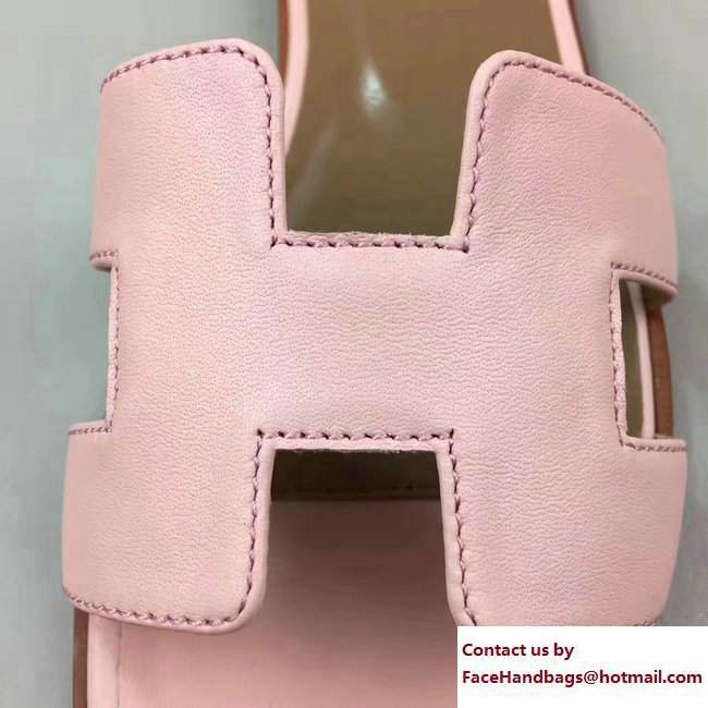 Hermes Oran Slipper Sandals in Box Calfskin Pink - Click Image to Close