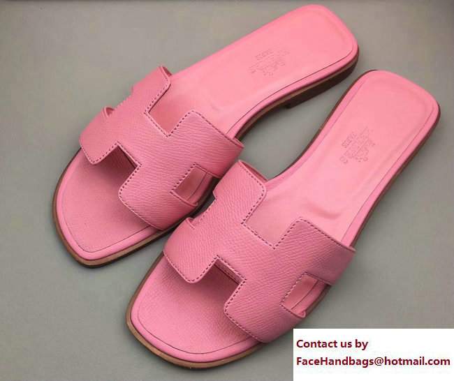 Hermes Oran Slipper Sandals in Epsom Calfskin Pink