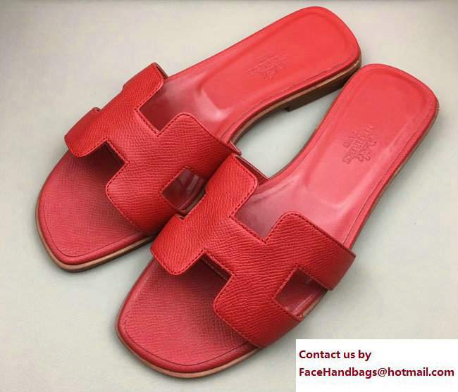 Hermes Oran Slipper Sandals in Epsom Calfskin Red [Hermes-Oran-Slipper ...
