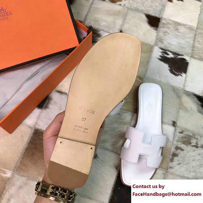Hermes Oran Slipper Sandals in Epsom Calfskin White - Click Image to Close