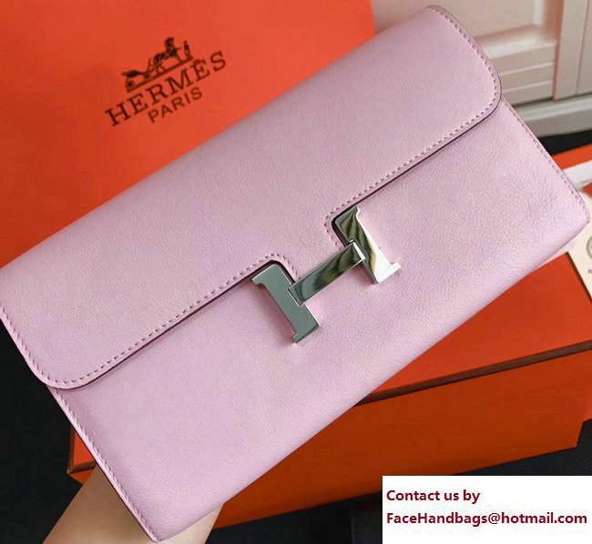 Hermes Swift Leather Constance Long Wallet Cherry Pink