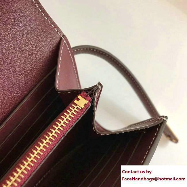 Hermes Swift Leather Kelly Long Wallet Bordeaux - Click Image to Close