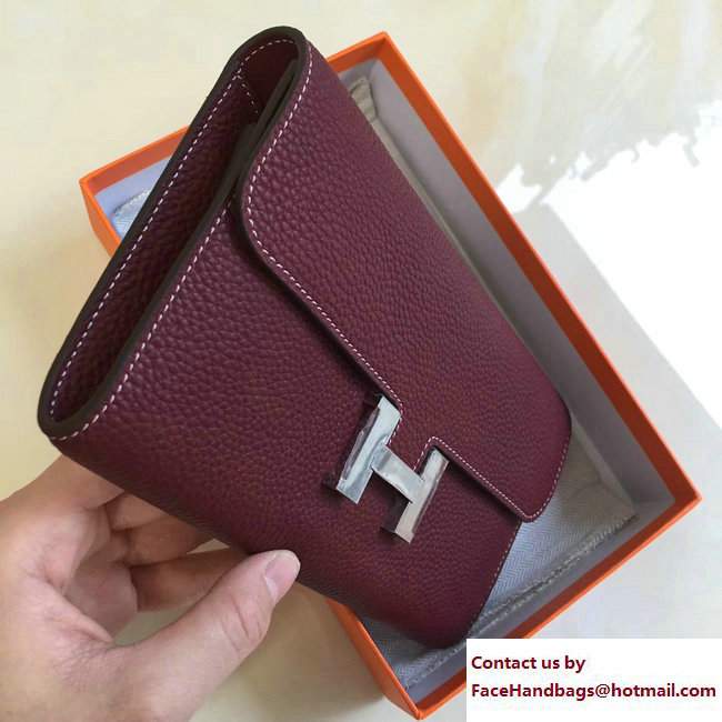 Hermes Togo Leather Constance Long Wallet Purplish Red - Click Image to Close