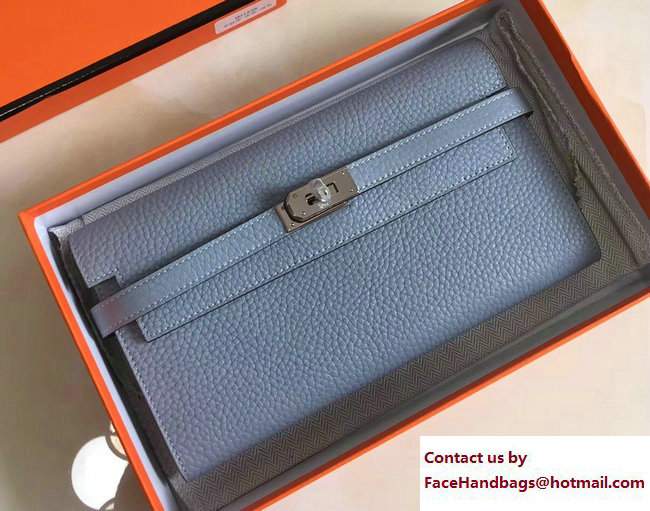Hermes Togo Leather Kelly Long Wallet Baby Blue