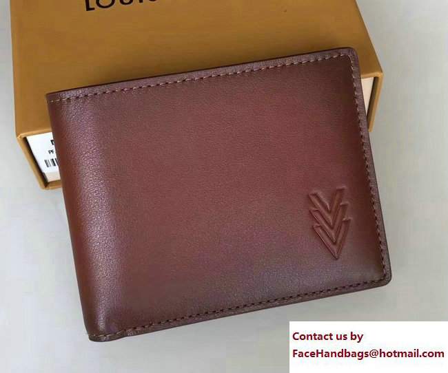 Louis Vuitton Cuir Ombre Multiple Wallet M61198 Acajou 2017