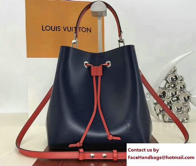 Louis Vuitton EPI Bucket Bag Navy Blue/Red 2017