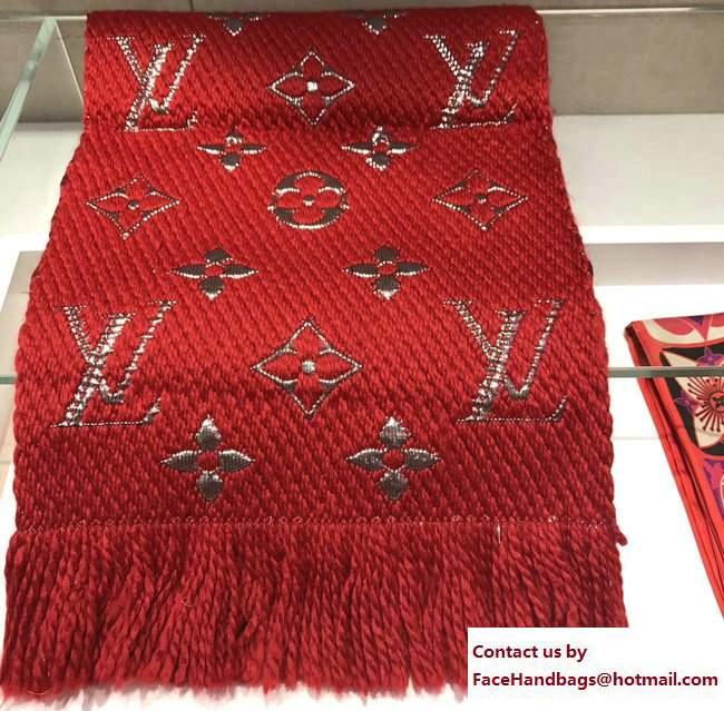 Louis Vuitton Logomania Shine Scarf M71166 Red 2017