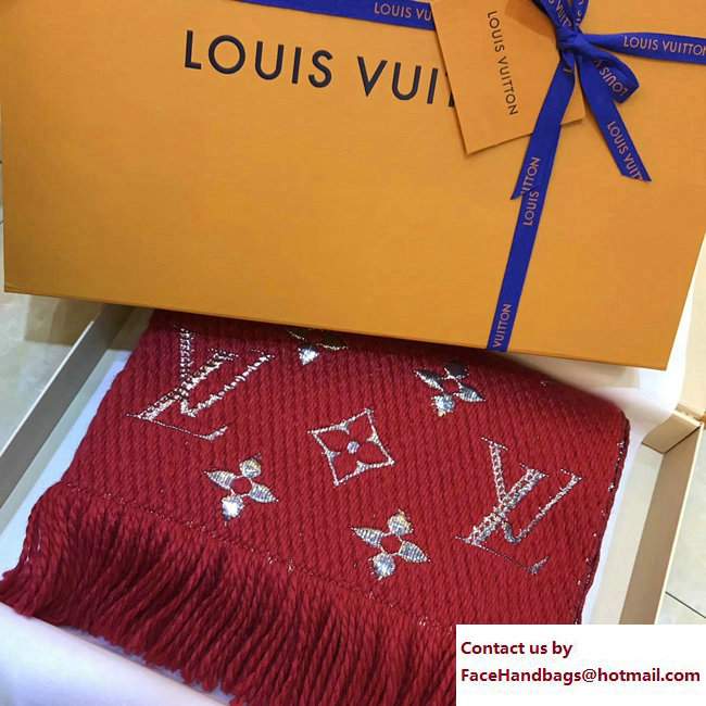 Louis Vuitton Logomania Shine Scarf M71166 Red 2017 - Click Image to Close