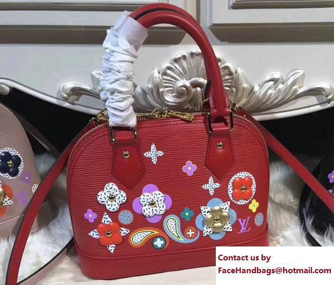 Louis Vuitton Monogram Flower Epi Alma BB Bag M53513 Red 2017