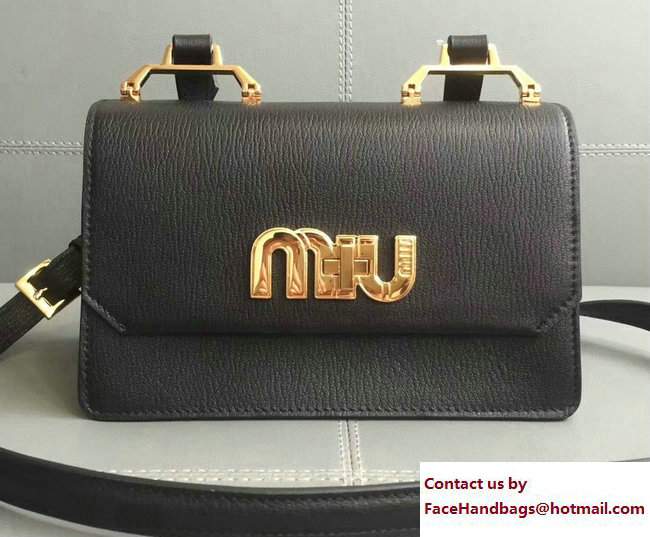 Miu Miu Madras Big Miu Logo Top Handle Bag 5BH087 Black 2017