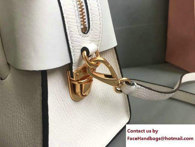 Miu Miu Madras Bow Top Handle Bag 5BA055 Off White 2017