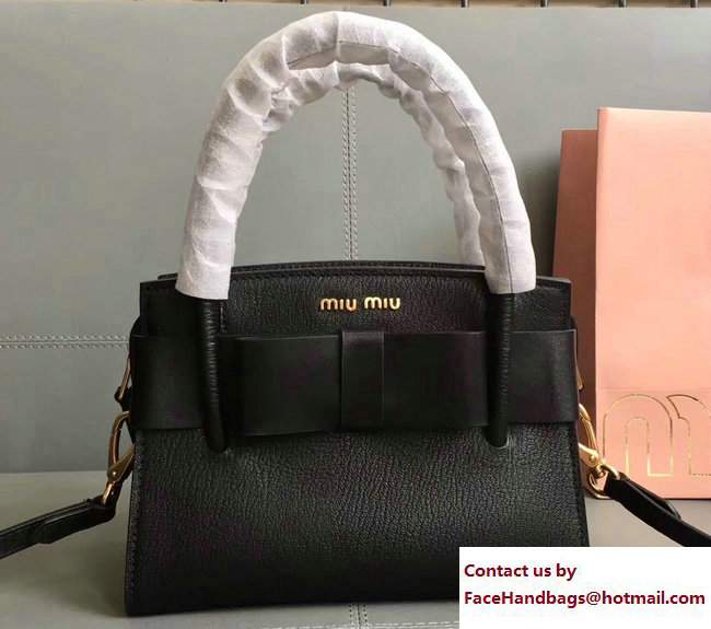 Miu Miu Madras Bow Top Handle Bag 5BA059 Black 2017