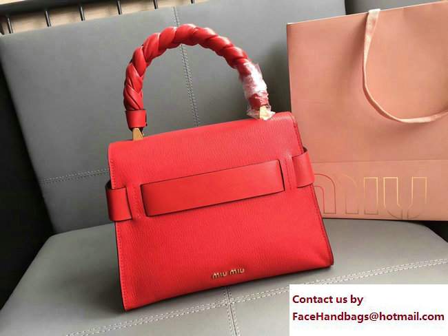 Miu Miu Madras Miu Click Top Handle Bag 5BA046 Red 2017
