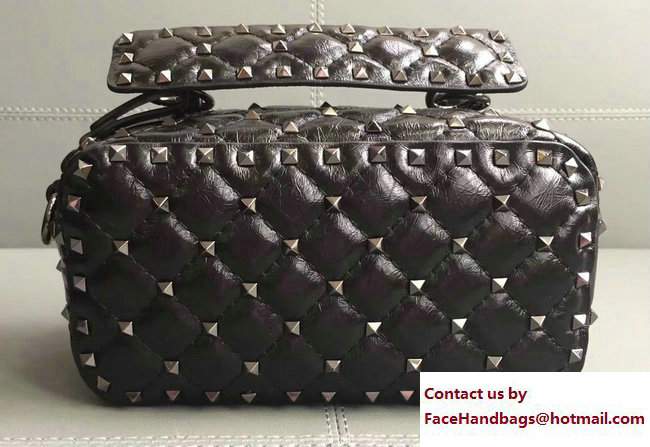Valentino Rockstud Spike Camera Bag Crinkled Black 2017
