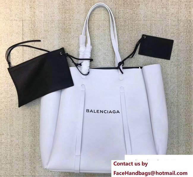 Balenciaga Calfskin Everyday Tote M Bag White with Thin Handles Resort 2018