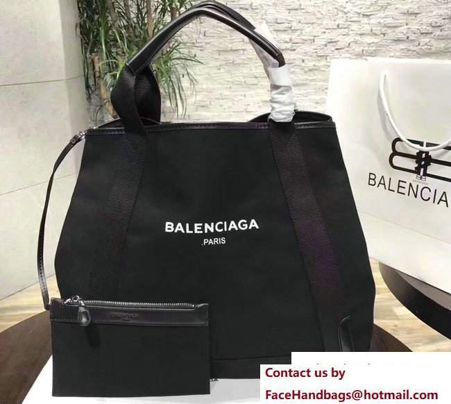 Balenciaga Canvas Navy Cabas M Tote Large Bag Black 2017
