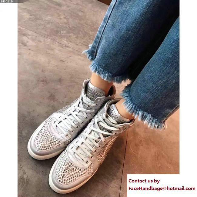 Gucci Crystal Embellished Sneakers Gray 2017