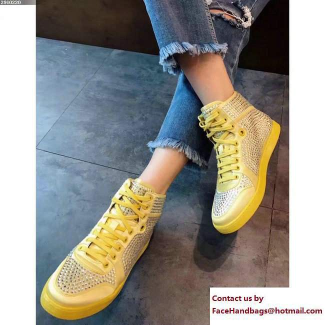 Gucci Crystal Embellished Sneakers Yellow 2017