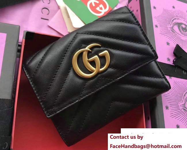 Gucci GG Marmont Matelasse Chevron Wallet 474802 Black 2017