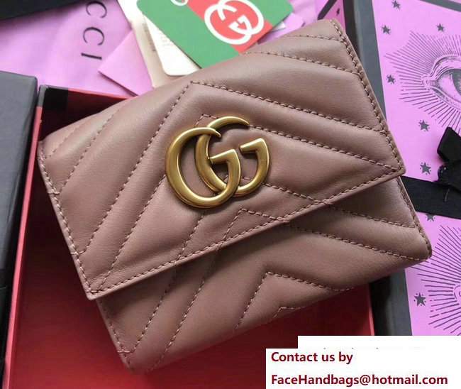 Gucci GG Marmont Matelasse Chevron Wallet 474802 Nude 2017