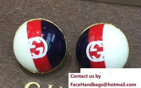 Gucci Interlocking G Web Studs Earrings 479987 White/Red/Blue