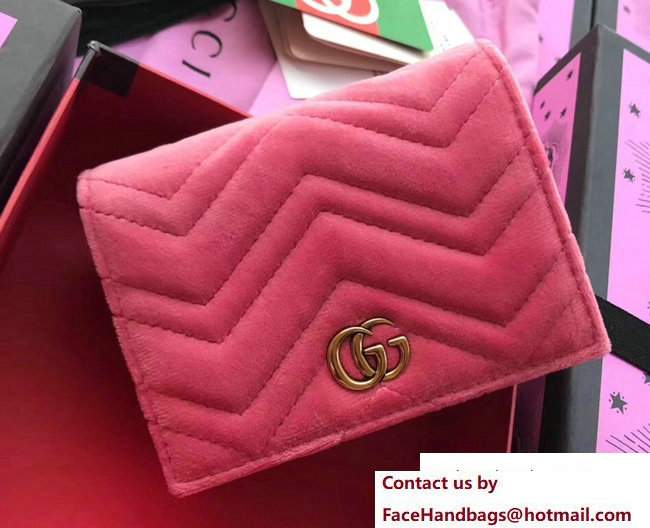 Gucci Velvet GG Marmont Card Case 466492 Pink 2017