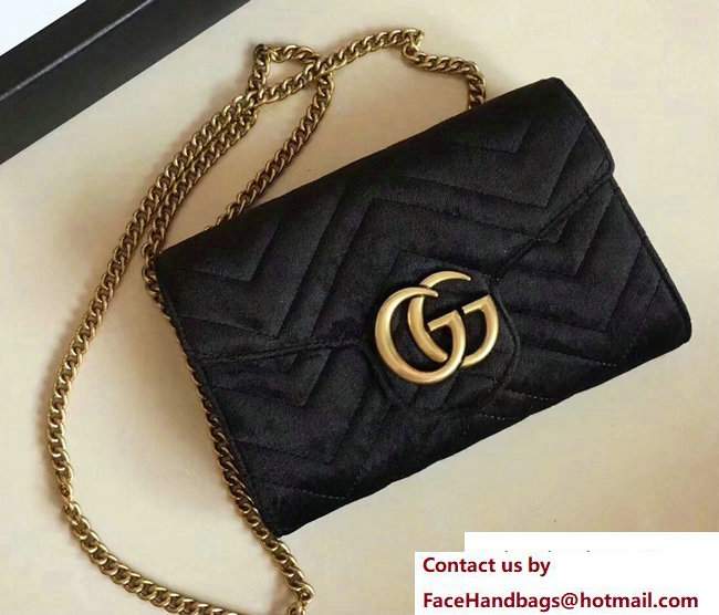 Gucci Velvet GG Marmont Matelasse Chevron Mini Bag 474575 Black 2017
