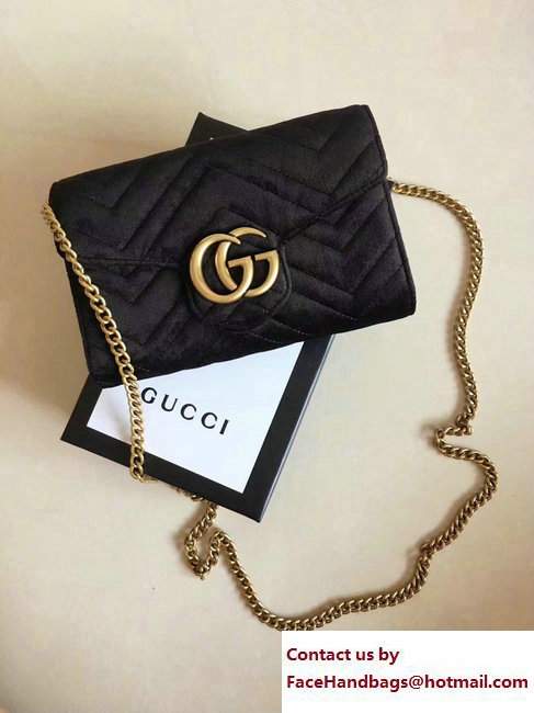 Gucci Velvet GG Marmont Matelasse Chevron Mini Bag 474575 Black 2017