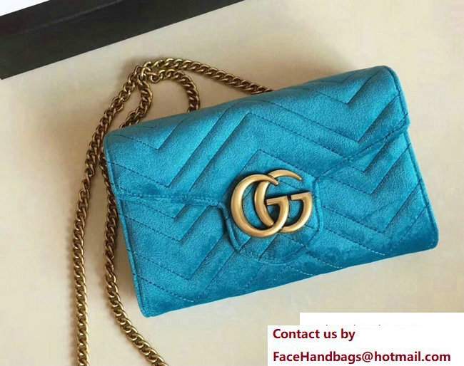 Gucci Velvet GG Marmont Matelasse Chevron Mini Bag 474575 Turquoise 2017