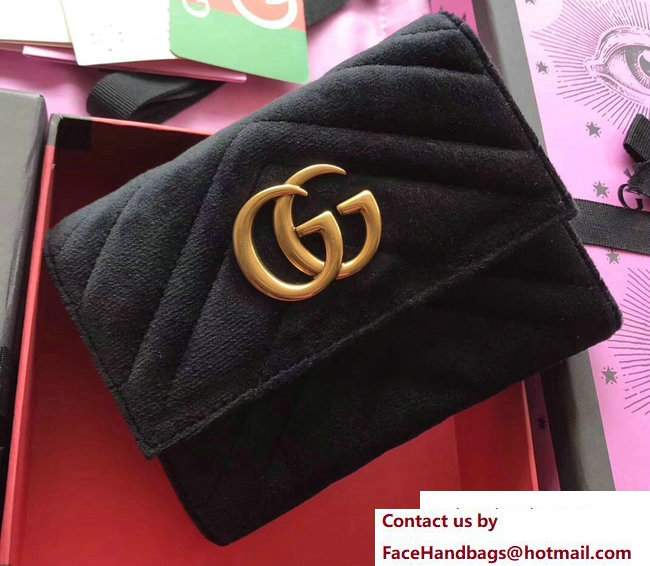 Gucci Velvet GG Marmont Matelasse Chevron Wallet 474802 Black 2017