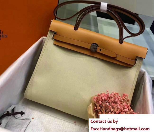 Hermes Canvas And Leather Herbag Zip 31 Bag Creamy/Khaki