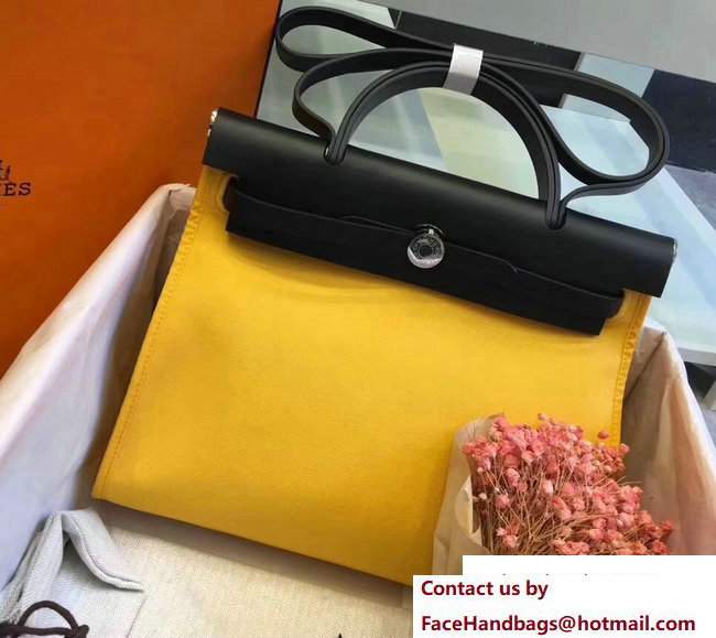 Hermes Canvas And Leather Herbag Zip 31 Bag Yellow/Black