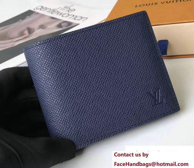 Louis Vuitton Amerigo Wallet M62046 Taiga Leather Ocean 2017