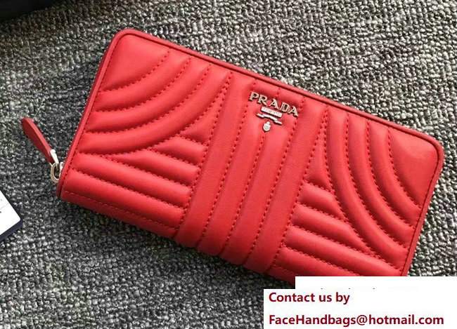 Prada Quilted Leather Zip Wallet 1ML506 Red 2018