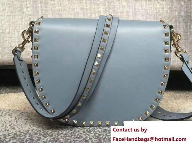 Valentino Calfskin Rockstud Shoulder Crossbody Bag Light Blue 2018