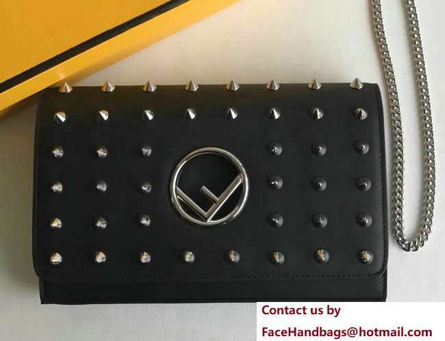 Fendi F Logo Wallet On Chain Woc Mini Bag Studs Black 2018