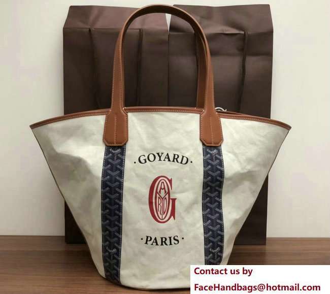 Goyard Logo Print Sac Belharra Reversible Tote Beach Bag Paris Dark