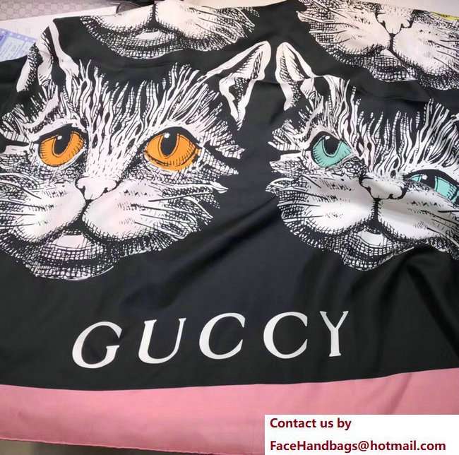 Gucci Mystic Cat Print Silk Scarf 501637 Pink 2018 [Gucci-Mystic-Cat ...