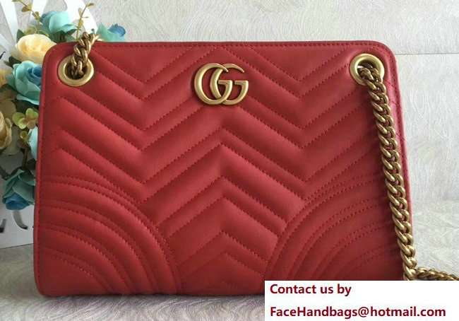 Gucci Ophidia GG Marmont Matelasse Chevron Chain Shoulder Bag 505033 Red 2018