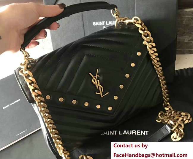 Saint Laurent Medium Monogram College Top Handle Bag 499292 Studded Black 2018