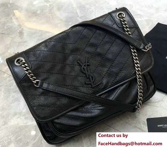 Saint Laurent Medium Monogramme Niki Chain Bag in Black Vintage Crinkled Leather 498894 2018