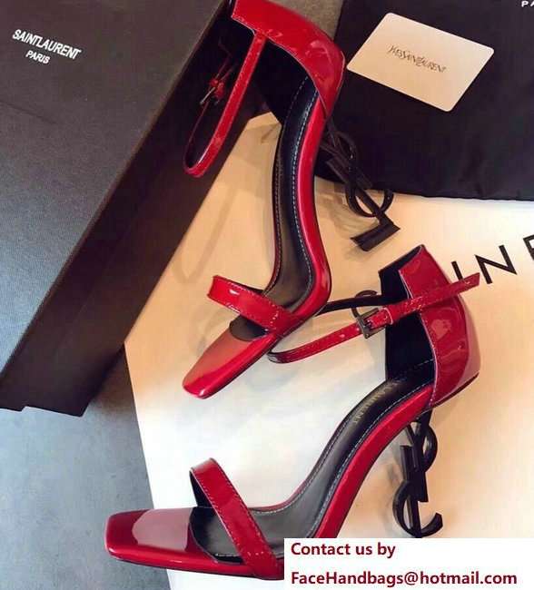 Saint Laurent Opyum 110 Sandals in Red Patent Leather and Black Metal 500250 2018